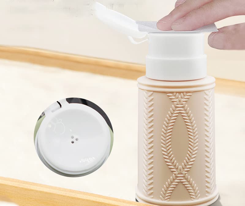 2 Pcs 200ml Push Down Lockable Pump Dispenser Bottle,Empty Pump Dispenser Bottle Container for Nail Polish Lip Eye Makeup Remover Liquid