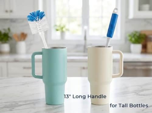 Bottle Brush Cleaner Set, Long Water Bottle Brushes with Dual & Stiff Bristles for Tumblers, Cups, Glassware & Baby Bottles, 2 Pack - color: 2 Pack
