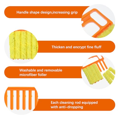 12pcs blinds cleaner tool handheld mini blind cleaner for vinyl blinds 7Finger Washable blind cleaners duster tool for Air Conditioner Window Fan Siding Dust Dirty Removable window cleaners