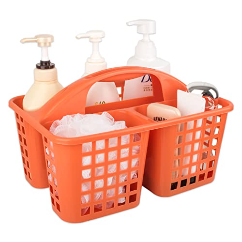 JiatuA Portable Shower Caddy Basket with Compartments Cleaning Supplies Organizer with Handle Plastic Storage Divided Tool Bin for Bathroom, Bedroom, Kitchen, College Dorm, Garden, Under Sink, Orange - color: Orange