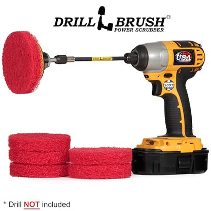 Drill Scrubber - Drill Brush Power Scrubber Pads - Bathroom - Drill Pad Attachments - Cleaning Pads - Shower Door - Baseboard - Bathroom Sink - Shower Cleaner - Flooring - Hard Water Stain Remover - color: 6x Red Pads