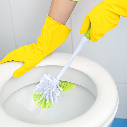 Pine-Sol Toilet Bowl Cleaner Brush with Holder | Heavy Duty Cleaning Wand with Under The Rim Scrubber, Non-Slip Handle, Storage Caddy | Bathroom Supplies, Yellow, Green (Pack of 6) - size: (Pack of 6)