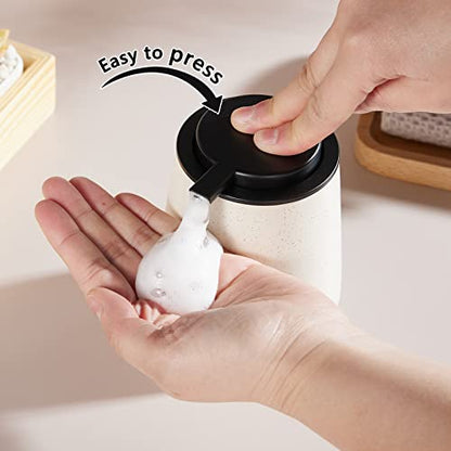 12Oz Foaming Soap Dispenser - Ceramic Foam Hand Soap Dispenser with Easy-to-Press Black Pump, Reusable and Refillable Lotion Dish Soap Dispensers for Bathroom & Kitchen, Speckled Matte Beige - color: Speckled Beige, style: Foam Pump