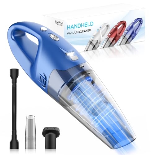 YOOHI Handheld Vacuum Cordless Rechargeable – 6000Pa Mini Hand Held Vacuum, LED Light, 20–25 Mins Runtime, USB Charging, 500ML Cup – Lightweight Small Vacuum Cleaner Cordless for Car/Office/Home - color: Lake Blue