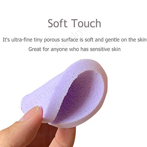 Facial Sponge Compressed,60 Pcs PVA Professional Makeup Removal Wash Round Face Sponges Spa Pads Exfoliating Cleansing for Women,Purple - color: Purple