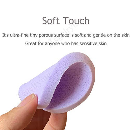 Facial Sponge Compressed,60 Pcs PVA Professional Makeup Removal Wash Round Face Sponges Spa Pads Exfoliating Cleansing for Women,Purple - color: Purple