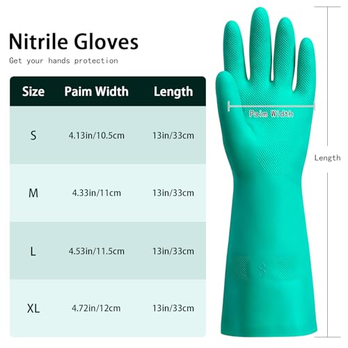 15 Mil Chemical Resistant Nitrile Gloves, Latex free Durable Cleaning Gloves, Resist Acid, Alkali, Solvent and Oil - color: 1 Pair-green, size: Small