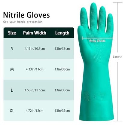 15 Mil Chemical Resistant Nitrile Gloves, Latex free Durable Cleaning Gloves, Resist Acid, Alkali, Solvent and Oil - color: 1 Pair-green, size: Medium