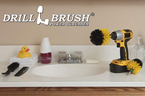 Bathroom Cleaning Supplies - Bathroom Accessories for Cleaning - Shower Cleaner Brush - Glass Shower Door Brush - Bathtub Cleaning Tools - Tile Grout Cleaner - Power Cleaning Brush - Sink Scrubber - color: Yellow