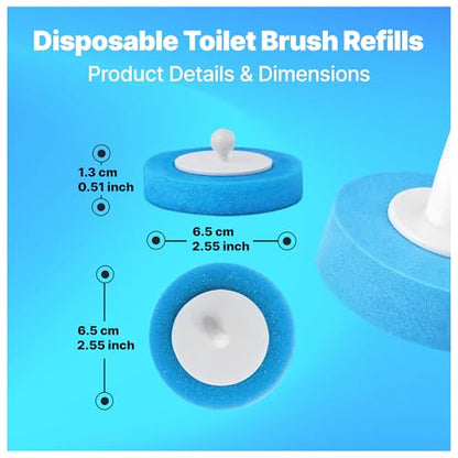 CiLoN 24 Pack Auto-Open Lid Disposable Toilet Bowl Brush & Holder Refills | Wall-Mounted Disposable Toilet Cleaning Set For Touch-Free Space-Saving Hygienic Modern Bathrooms (Ocean Breeze + 24 Sponge) - size: Ocean Breeze - 24 Refills