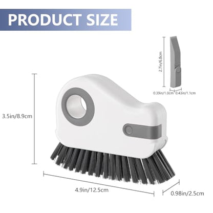 2 in 1 Groove Cleaning Brush, Window Track Cleaning Tools with Hard Bristles and Hidden Scraper, Crevice Brush for Sliding Door Track, Window Seal and Sill (Gray-2Pcs) - color: Gray-2pcs