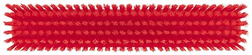 Vikan 31754 16" Heavy-Duty Push Broom, Soft/Stiff, Red - color: Red