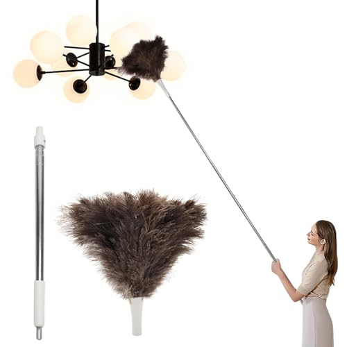 Ostrich Feather Duster Pole 28 to 72 Inch,Extendable Feather Duster Used for Home Cleaning Ceilings Furniture Fans - size: 28"-72"