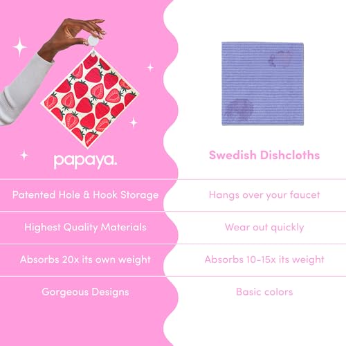 Papaya Reusable Paper Towels, Premium Swedish Dishcloths with Hook, Non-Scratch Reusable Paper Towel, 1 Sheet Replaces 17 Rolls - 2 Sheets, 1 Hook - color: Strawberry Blonde