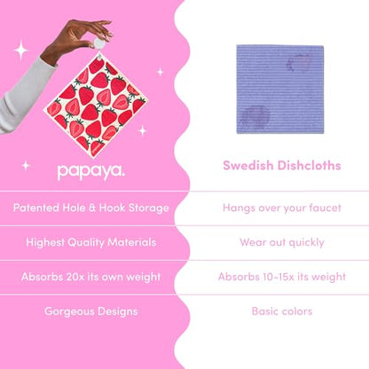 Papaya Reusable Paper Towels, Premium Swedish Dishcloths with Hook, Non-Scratch Reusable Paper Towel, 1 Sheet Replaces 17 Rolls - 2 Sheets, 1 Hook - color: Strawberry Blonde