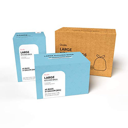 UNSCENTED 21 Gal / 80 Liter | Drawstring Closure Trash Bag | Heavy Duty By Qualia (UNSCENTED, 90 BAGS) - size: 90 Count (Pack of 1), style: UNSCENTED