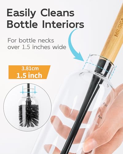 MR.SIGA Water Bottle Brush, Long Handle Bottle Brush for Water Glasses, Baby Bottles, Sports Bottles Cleaning, Black, 2 Pack - color: Black