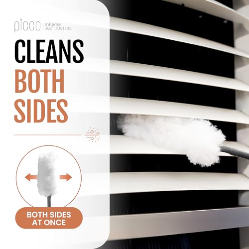 milema Picco 360 Double-Sided Microfiber Duster Cleaning Kit (White, 1 Short Handle, 23 Refills) - size: 1 short handle, 23 refills