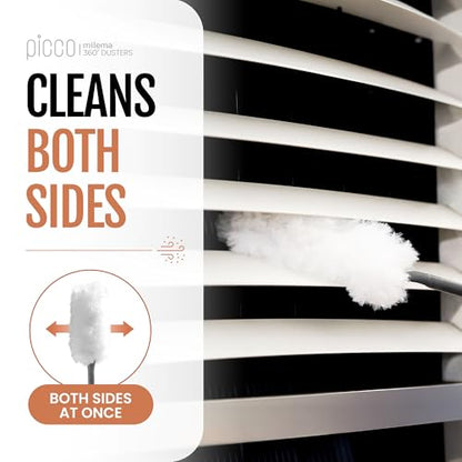 milema Picco 360 Double-Sided Microfiber Duster Cleaning Kit (White, 1 Short Handle, 23 Refills) - size: 1 short handle, 23 refills