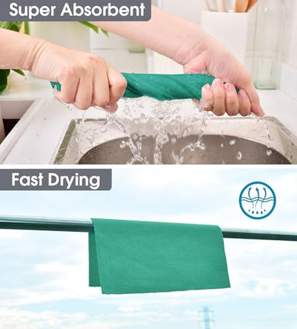 KitchLife Microfiber Cleaning Cloth Roll - Tear-Away Reusable Microfiber Paper Towels, Lint-Free, Washable, 20 Sheets for Kitchen, Car, Dishes, and Sensitive Surfaces (Emerald Green) - color: Emerald Green