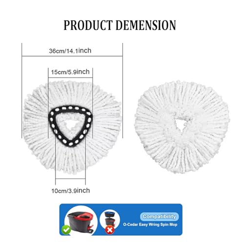 Spin Mop Replacement Head, 8 Pack Mop Refill Compatible with Ocedar Triangle Swivel Mops for House Cleaning and Floor Mopping
