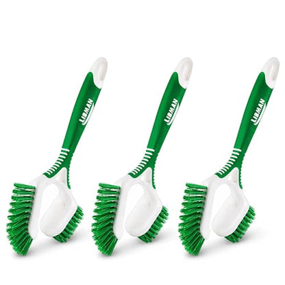 LIBMAN Tile & Grout Brush with Long Handle - 2-in-1 Cleaning Scrub Brush - 3 Pack