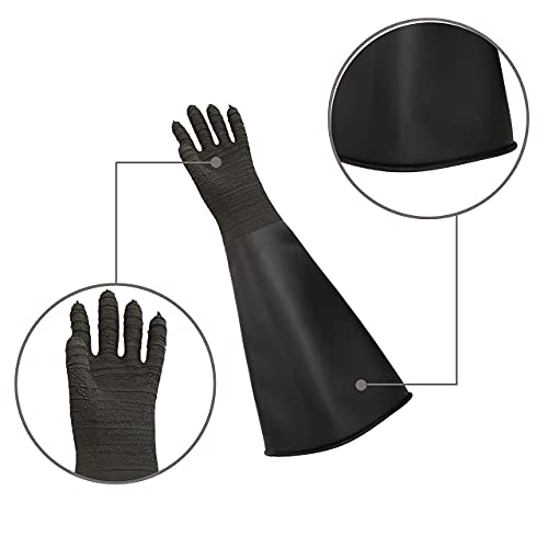 Heavy Duty Sandblasting Gloves Rubber Gloves for Sandblaster Protective Safety Work Black Striped Glove - color: Black