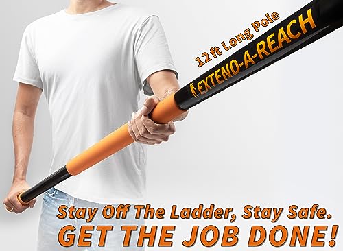 5-12 ft Window Washing Kit & Flexible Ceiling Fan Duster with Extension Pole (20+ Foot Reach) // Window Cleaning Tool & Window Washer Squeegee with Telescopic Extension Pole