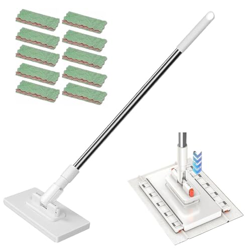 2026 Upgraded 39.4" Hands-Free Multi-Purpose Flat Mop, Multifunctional Lazy Mop with One-Click Cloth Attachment with 10 Reusable Cloths, Ideal for Washbasin and Kitchen - color: 1pcs