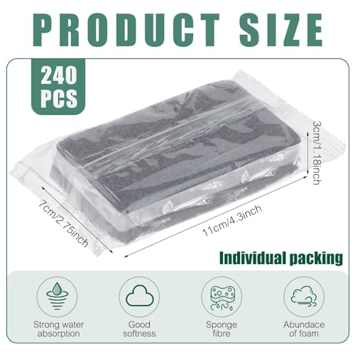 Tanlade 240 Pcs Individually Wrapped Sponge Dishwashing Sponge Bulk Non Scratch Scrub Sponges Kitchen Scouring Pad for Household Cleaning Rental Dishes Hotel Apartment Car (Gray,White) - color: Gray, White