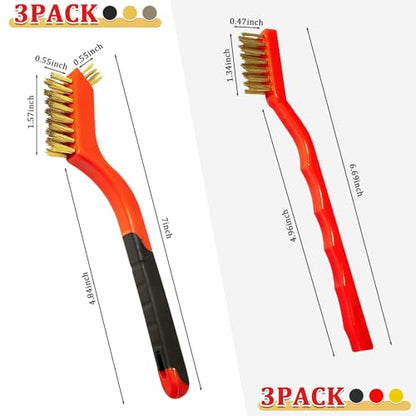 6Pcs Wire Brush Set, Stainless Steel Wire Brushes for Cleaning with Curved Handle Grip for Rust Removal, Dirt, Paint Scrubbing