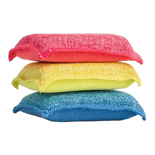 Miracle Microfiber scrubbing Sponges Non-Scratch Sponge Scrubber Heavy Duty Multi-Purpose Cleaning of Dishes, Kitchen, Baths, and Countertops, Machine Washable, 3 Pack, by Superio