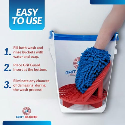 Grit Guard The Original Bucket Insert with Washboard Combo | Removes Dirt from Wash Mitt for Detailing | Car Wash Bucket Insert & Washboard | Red/Black - Made in the USA - color: Red/Black