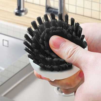 Dish Scrub Brush,Ergonomic Grip Palm Brush,Kitchen Scrub Brushes for Cleaning, Dish Scrubber with Stiff Bristles for Sink, Pots, Pans (Grey+Black) - color: Grey+black