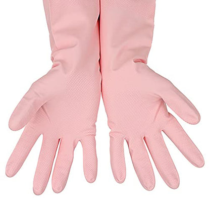 3 Pairs Rubber Cleaning Gloves Latex Free Dishwashing Gloves - 13" Reusable Nitrile Gloves Medium, Green+Pink+Red - color: Green+pink+red, size: Medium