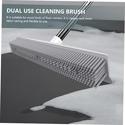 Fur Remover Brush with Long Handle for Easy Floor Cleaning Dual-use Rubber Brush for Pet Hair and Stubborn Stains Wood Floors and Carpets and Practical Household Cleaning Tool