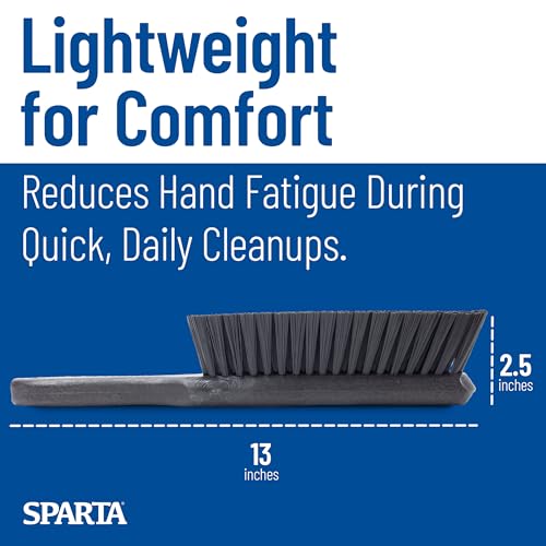 SPARTA 8 Inch Soft Counter Brush with Polyester Bristles and 5 Inch Handle, Color Coded Handheld Broom for Tables Countertops and Foodservice Surfaces, 13 Inch Overall Length, Black - color: Black