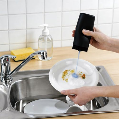 Dish Soap Dispenser for Kitchen, Silicone Squeeze Bottle for Dish Detergent (Black) - color: Black