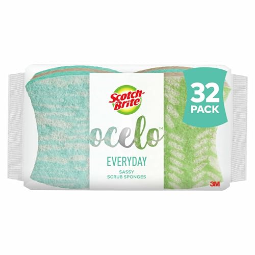 Scotch-Brite ocelo Non-Scratch Scrub Sponges, Assorted Designs, 32 Sponges, 4 Count (Pack of 8) - size: 32 Count (Pack of 1)