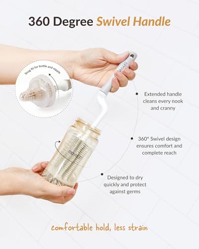 Moyuum Silicone Baby Bottle and Nipple Brush Set | Made in Korea, 360 Degree Rotating Handle, Soft Bristles, Hanging Hole for Quick Drying and Storage, Dishwasher Safe (Mint) - color: Mint
