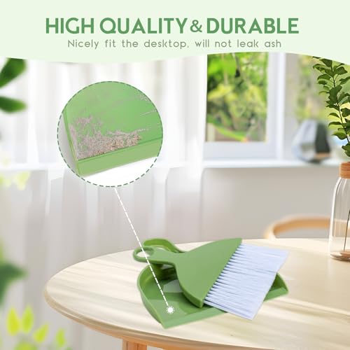 THINKLEARN 2PCS Small Broom and Dustpan Set, Mini Dust Pan and Brush, Hand Whisk for Pets, Kids, Desk, Home, Camping, Green Cleaning Supplies | Portable Brush Dustpan Combo Set, Green Cleaning Supplies - color: Green