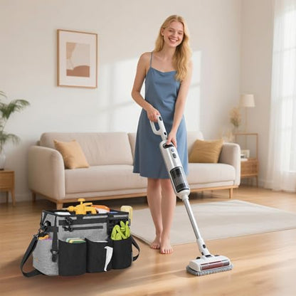 IBVIVIC Wearable Cleaning Caddy Bag for Cleaning Supplies,Large Capacity Cleaning Organizer Grey - color: Grey