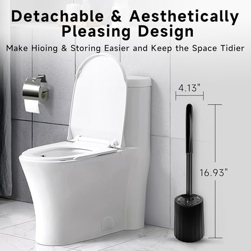 Toilet Brush and Holder Set, 2 Pack Toilet Bowl Brush with Long Non-Slip Handle, Deep Toilet Cleaner Brush, Toilet Scrubber, Black - size: 2 Pack