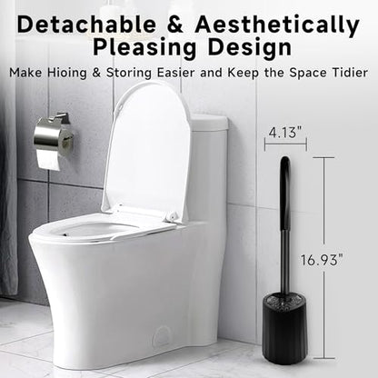 Toilet Brush and Holder Set, 2 Pack Toilet Bowl Brush with Long Non-Slip Handle, Deep Toilet Cleaner Brush, Toilet Scrubber, Black - size: 2 Pack