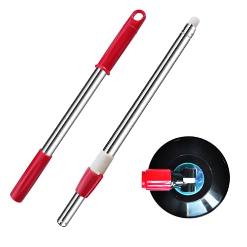 Spin Mop Replacement Mop Handle, 49-inch 360 Degrees Rotating Telescopic Replacement Mop Stick with Reinforced Plastic Disc for Spin Mop Bucket Cleaning System (Plastic Disc, Red) - color: Red, style: Plastic Disc