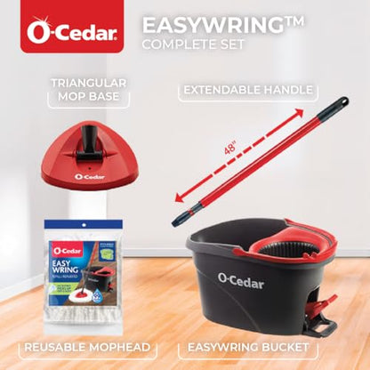 O-Cedar EasyWring Microfiber Spin Mop, Bucket Floor Cleaning System, Red, Gray, Standard - color: #1 Easywring System