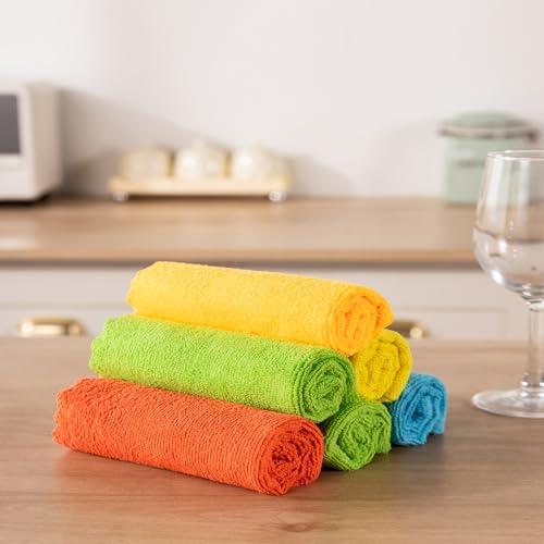 Microfiber Cleaning Cloth, 24 Pack Highly Absorbent Cleaning Rags, Reusable Lint Free Cloths Microfiber Rag for House, Kitchen, Car Care, 11 x12 inch, Multicolor