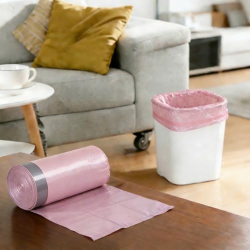 Drawstring Trash Bag 100PCS, Leakproof Small Trash Bags, Unscented Small Garbage Bags, 15 Liter Mini Wastebasket can Liners for Office Bedroom Bathroom, Pink - color: 100Pink