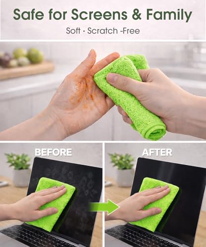 Microfiber Cleaning Cloth Roll - 100 Pack Tear Away Microfiber Paper Towels, Reusable, Washable, Scratch-Free, Kitchen Towels for Car, Home, Kitchen, Glass, Dishes (Neon Green) - color: Neon Green