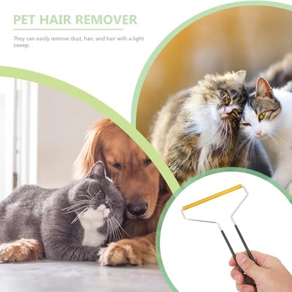 Angoily 2pcs Pet Hair Remover Lint Roller Clothes Hairball Cleaner Stainless Steel Manual Scraper for Furniture Carpet Coat Cleaning Tools